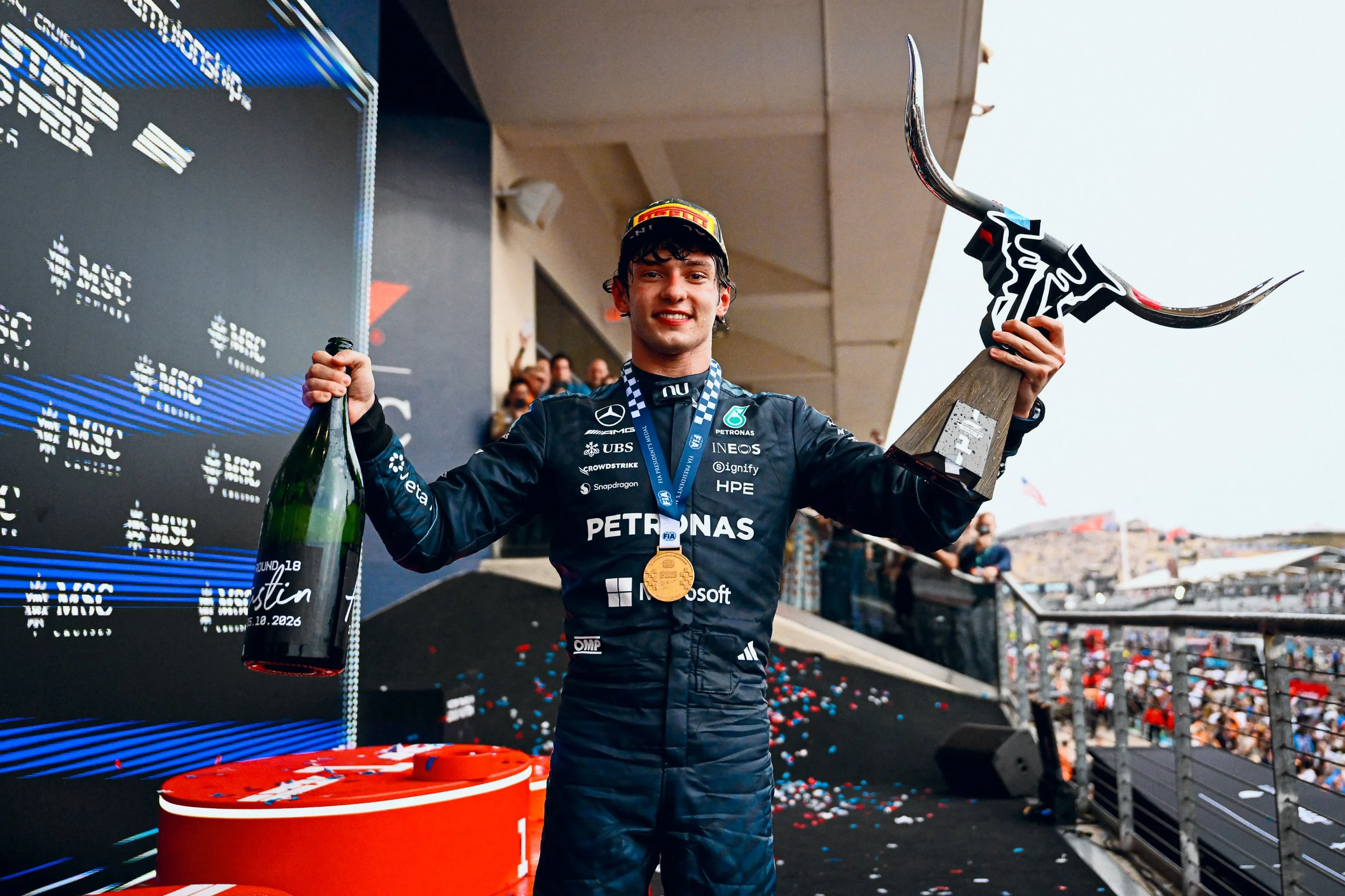 美國大獎賽Antonelli 再次Pole-to-Win，年度車手總冠軍僅剩兩分的懸念